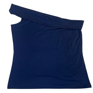 NWT Abercrombie One Shoulder Black Asymmetrical Draped Top, XL Modal-Blend Soft